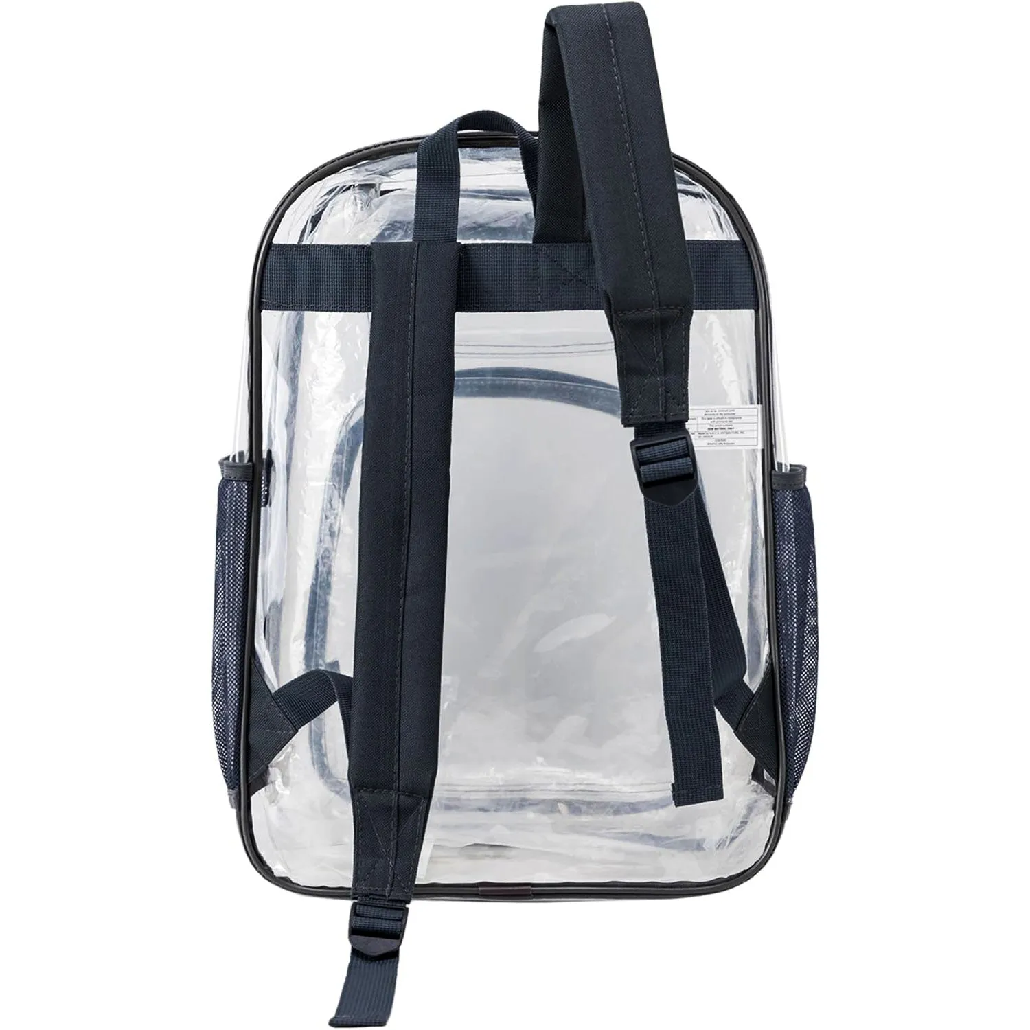 17" Premium Wholesale Clear Backpacks w/Black Trim - Bulk Case of 24 Transparent Bookbags