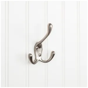 4" Satin Nickel Large Triple Prong Wall Mounted Hook