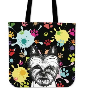 Artsy Yorkie Linen Tote Bag