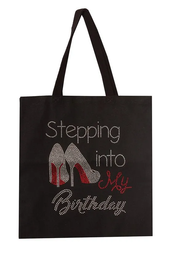 Black Birthday Embellished Tote Bag