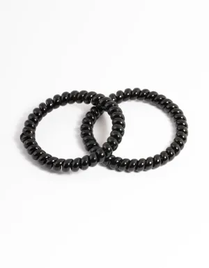 Black Plastic Narrow Hair Spiral Pack