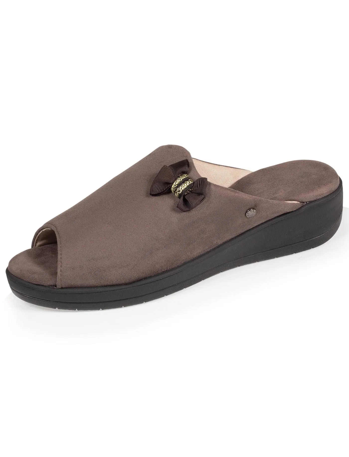 Chaussons sandales Femme Taupe Talon