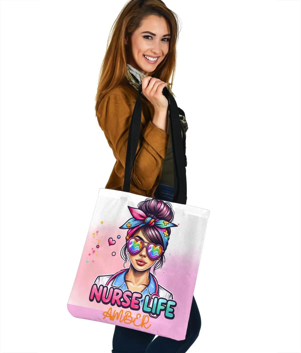 Custom Name Nurse life Totebag