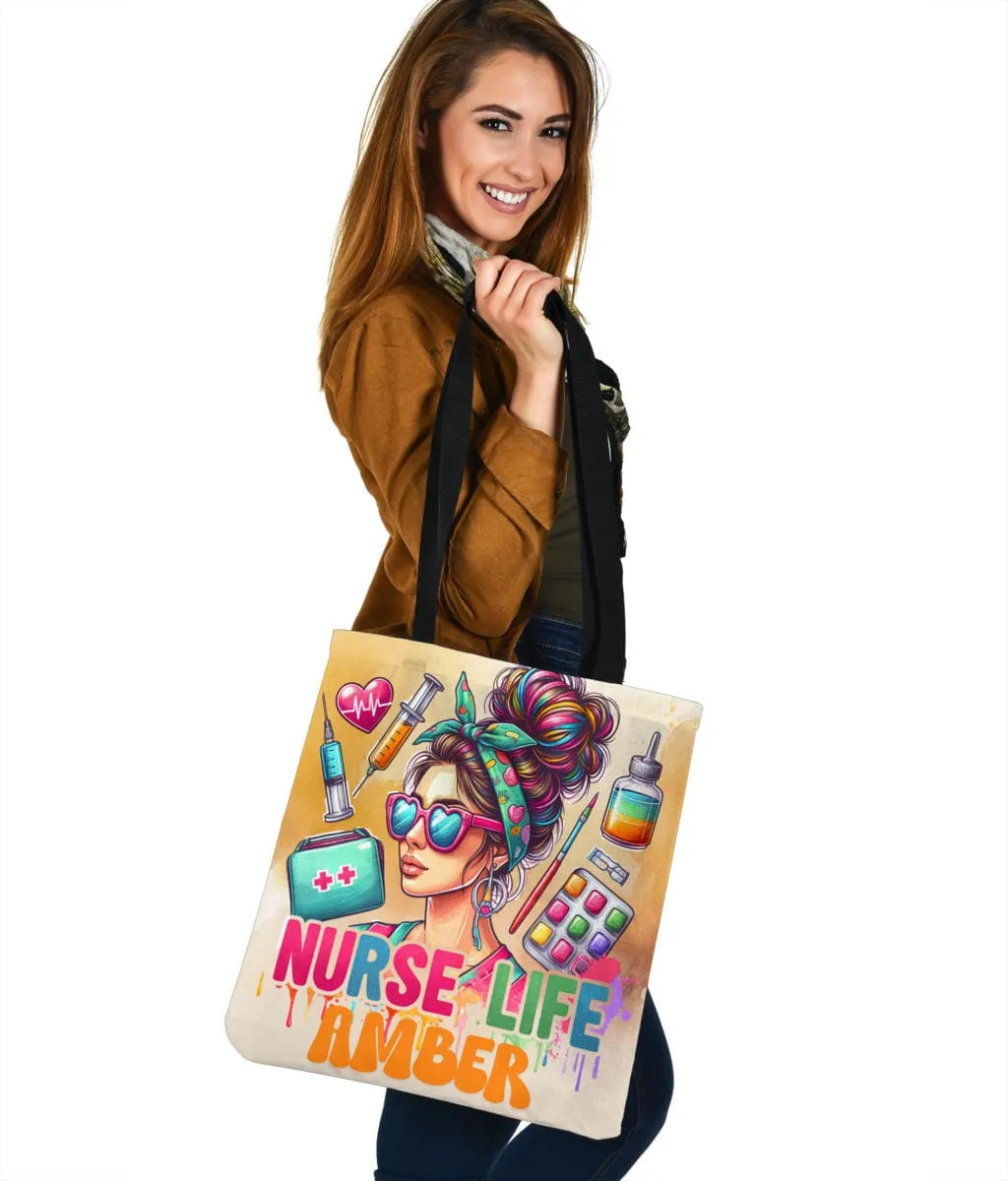 Custom Name Nurse life Totebag