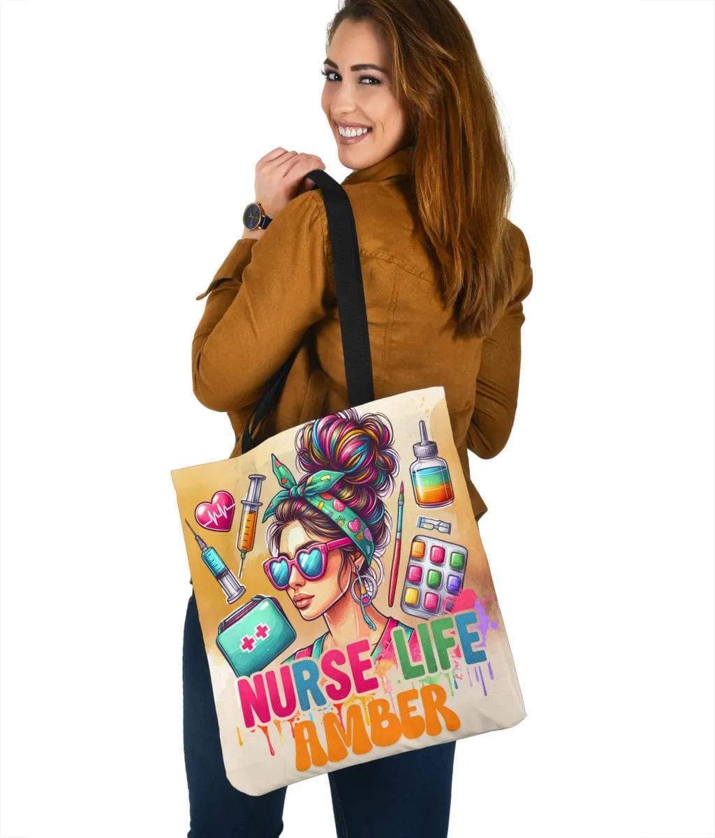 Custom Name Nurse life Totebag