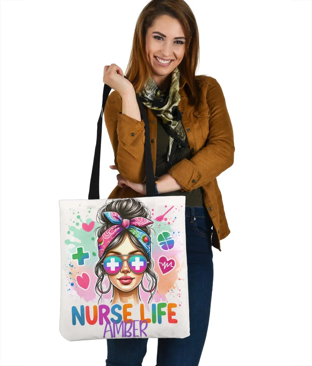 Custom Name Nurse life Totebag