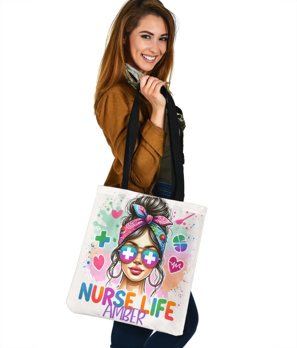 Custom Name Nurse life Totebag