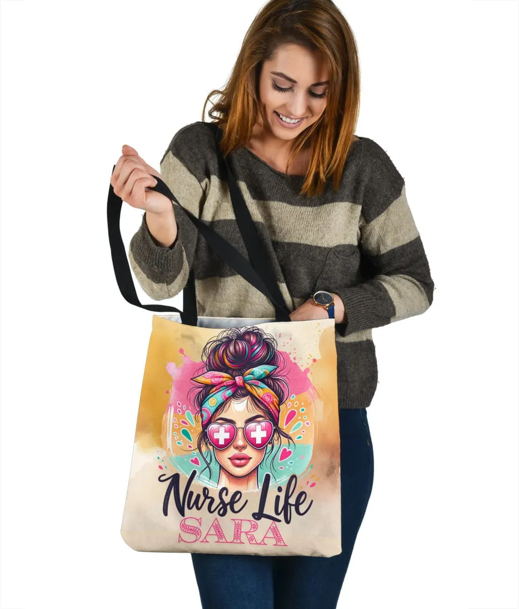 Custom Name Nurse life Totebag