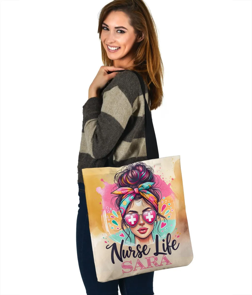 Custom Name Nurse life Totebag