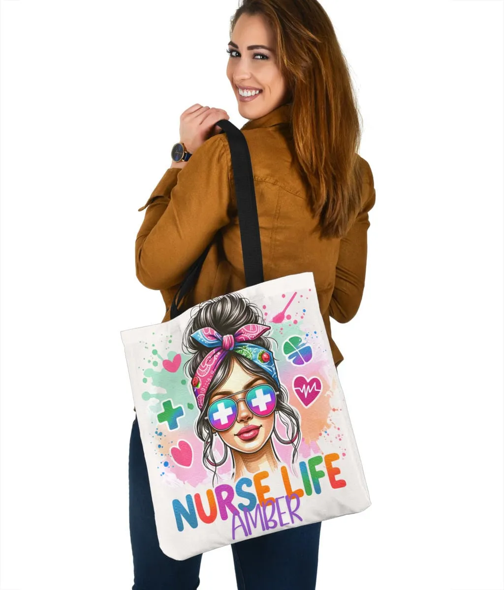 Custom Name Nurse life Totebag