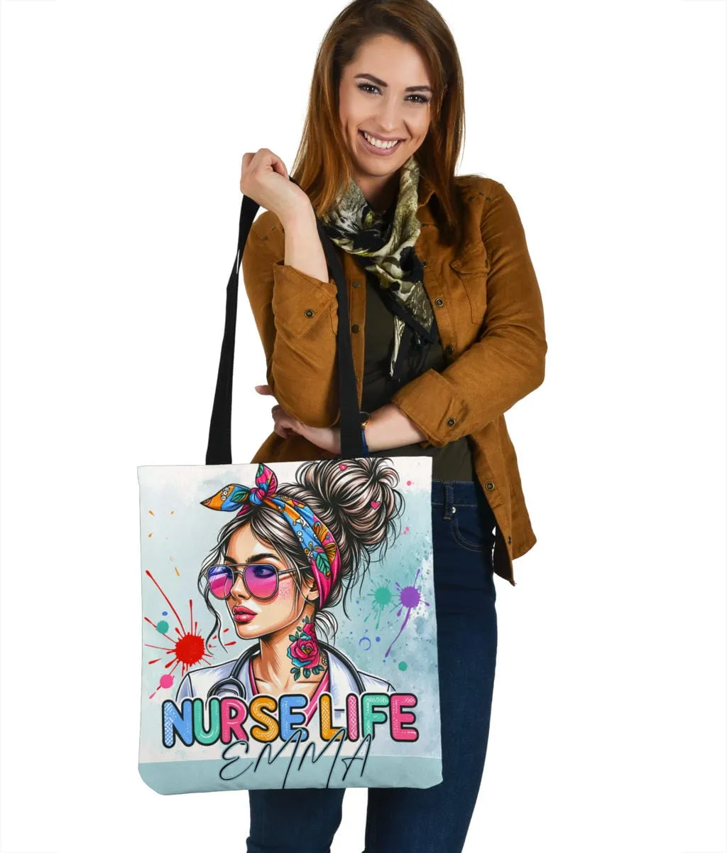 Custom Name Nurse life Totebag