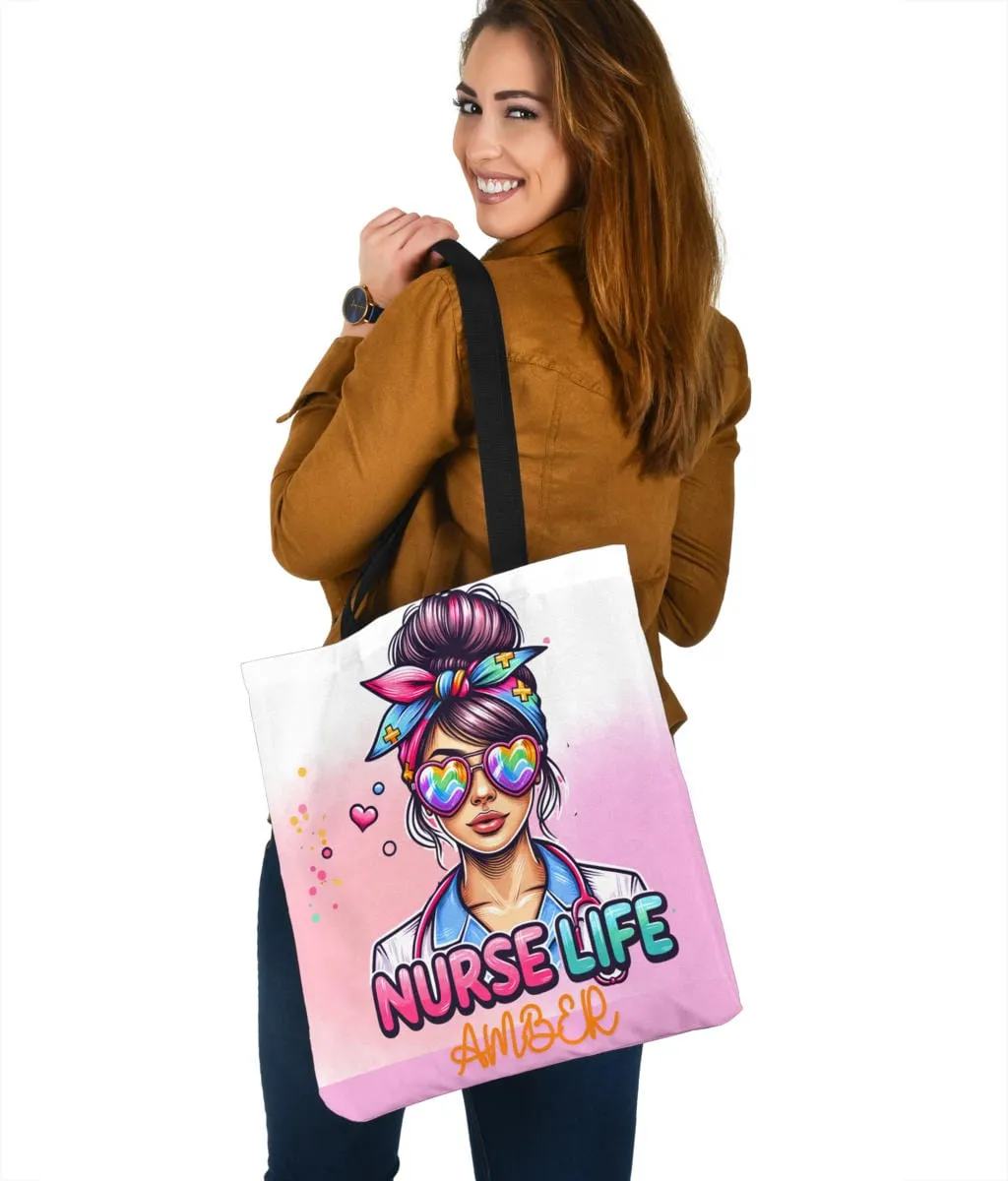 Custom Name Nurse life Totebag