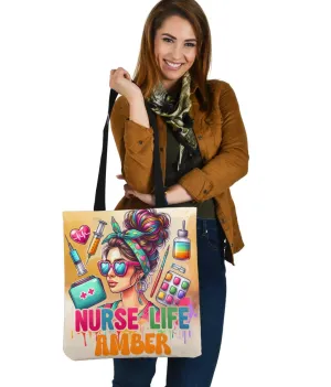 Custom Name Nurse life Totebag