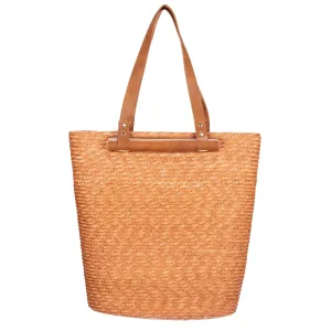 Daydreamer - Wheat Straw Tote with Leather Handles