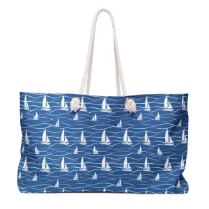 Deluxe Sailor Tote & Beach Bag with Blue Ocean Design (24" × 13" x 5.5")