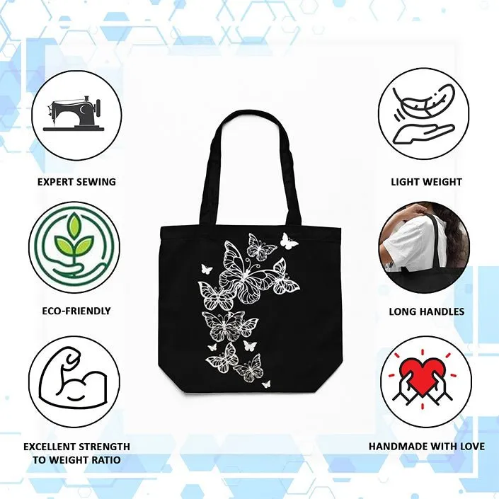 Eco-Friendly Tote Bag for Women with Zip for College & Office - Butterflies