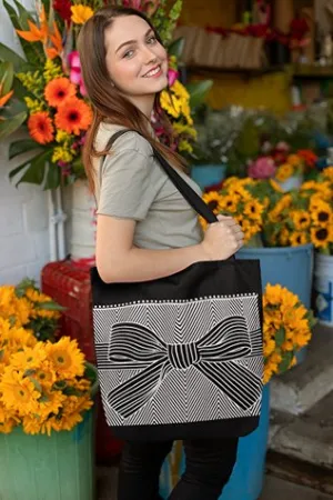 Eco-Friendly Tote Bag for Women with Zip for College & Office - Ribbon