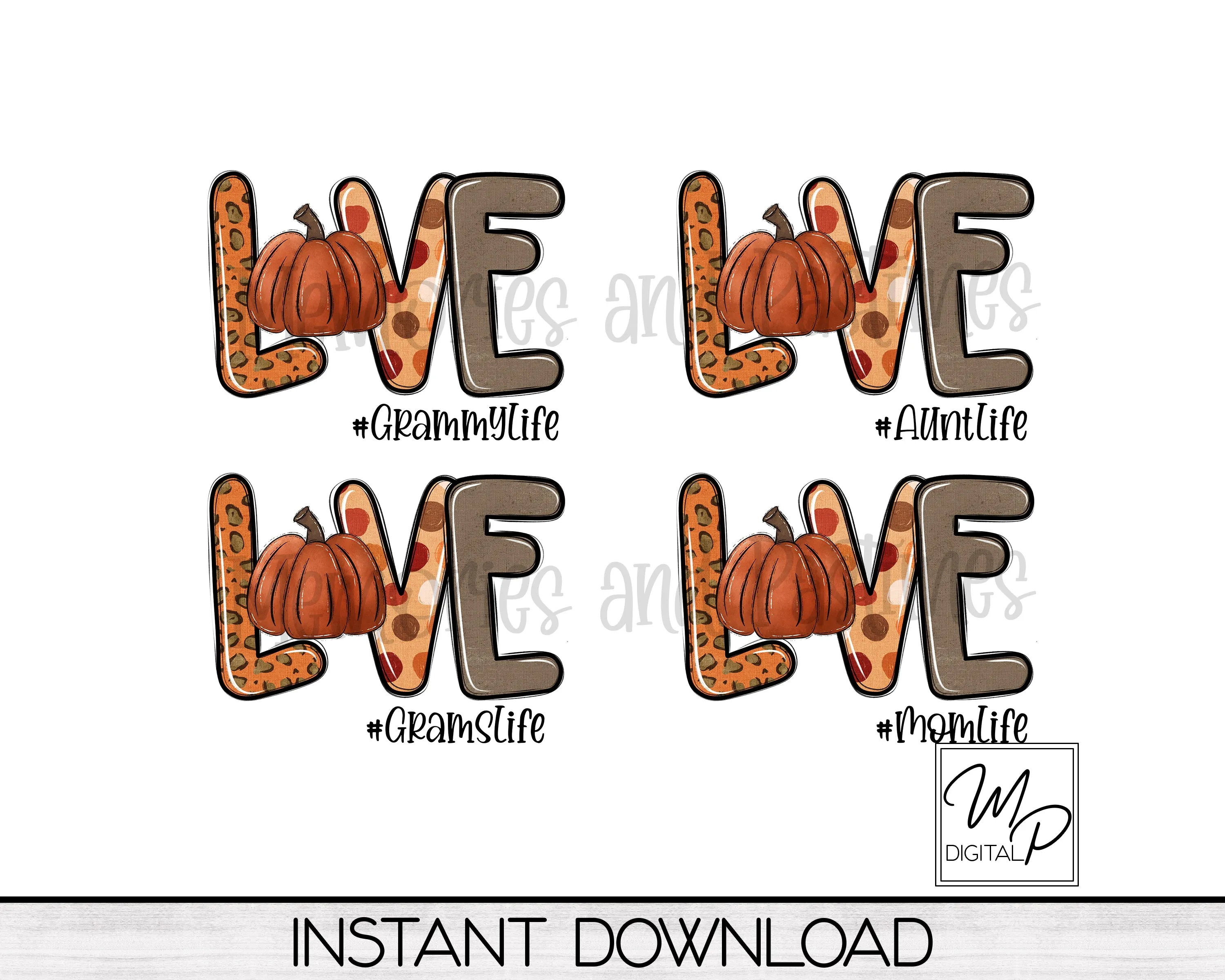 Fall Mom | Aunt Love VOL 2 Sublimation Design PNG Digital Download - Pumpkin, Tote Mug Tshirt Tumbler Sublimation - Commercial Use