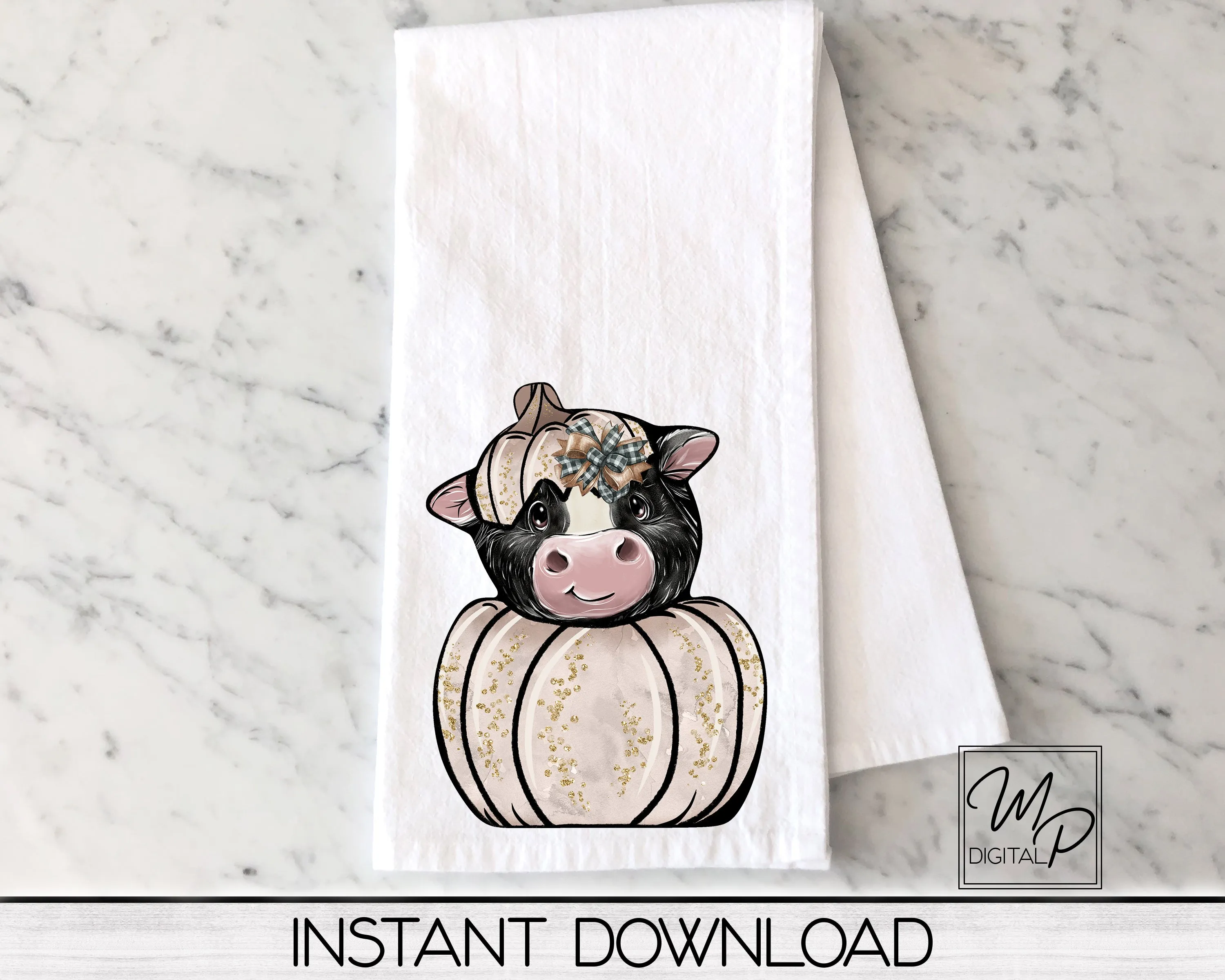 Fall Pumpkin Cow PNG Sublimation Design, Instant Digital Download, Personal and Commercial Use