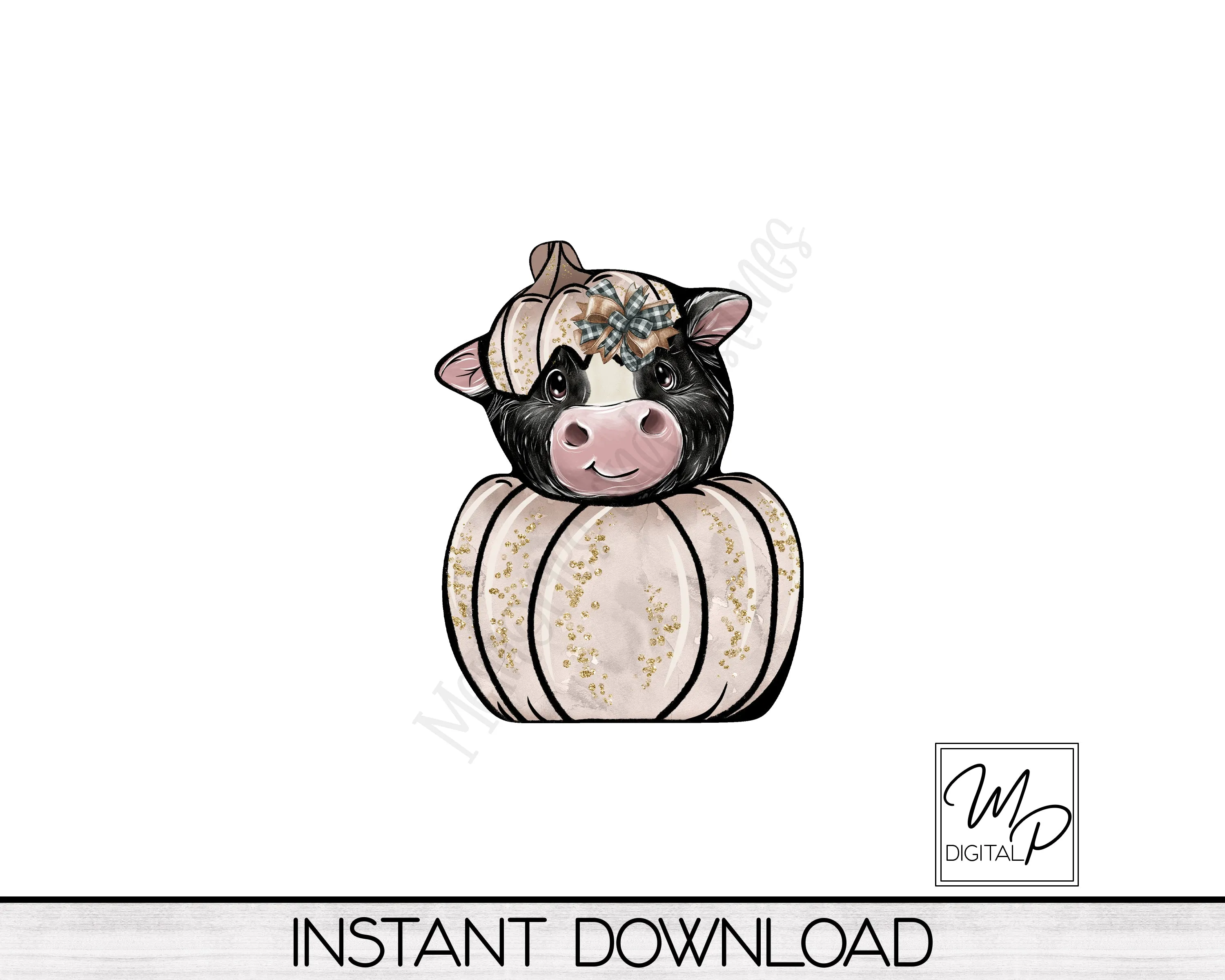 Fall Pumpkin Cow PNG Sublimation Design, Instant Digital Download, Personal and Commercial Use