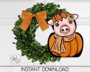 Fall Pumpkin Pig PNG Sublimation Design, Instant Digital Download, Personal and Commercial Use