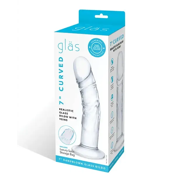 Glas 7 in. Curved Realistic Glass Dildo with Veins