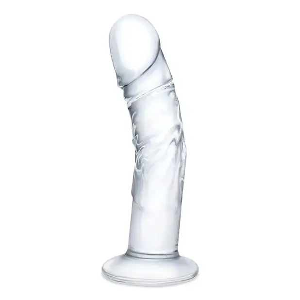 Glas 7 in. Curved Realistic Glass Dildo with Veins