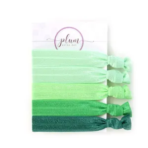 Green Ombre Hair Ties - Set of 5