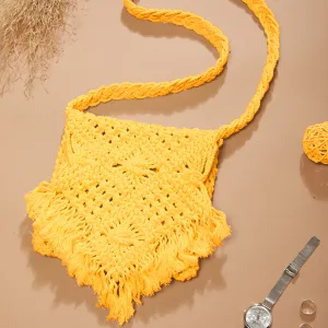 IMARS Macrame Bag Yellow For Women & Girls (Beach Bag) Made With Macrame Yarn