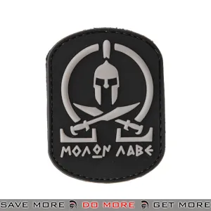 Lancer Tactical Velcro Morale Patch AC-110C - PVC Molon Labe Crossed Swords, Black