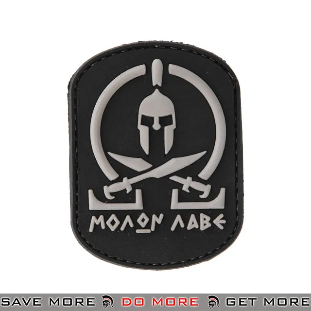 Lancer Tactical Velcro Morale Patch AC-110C - PVC Molon Labe Crossed Swords, Black