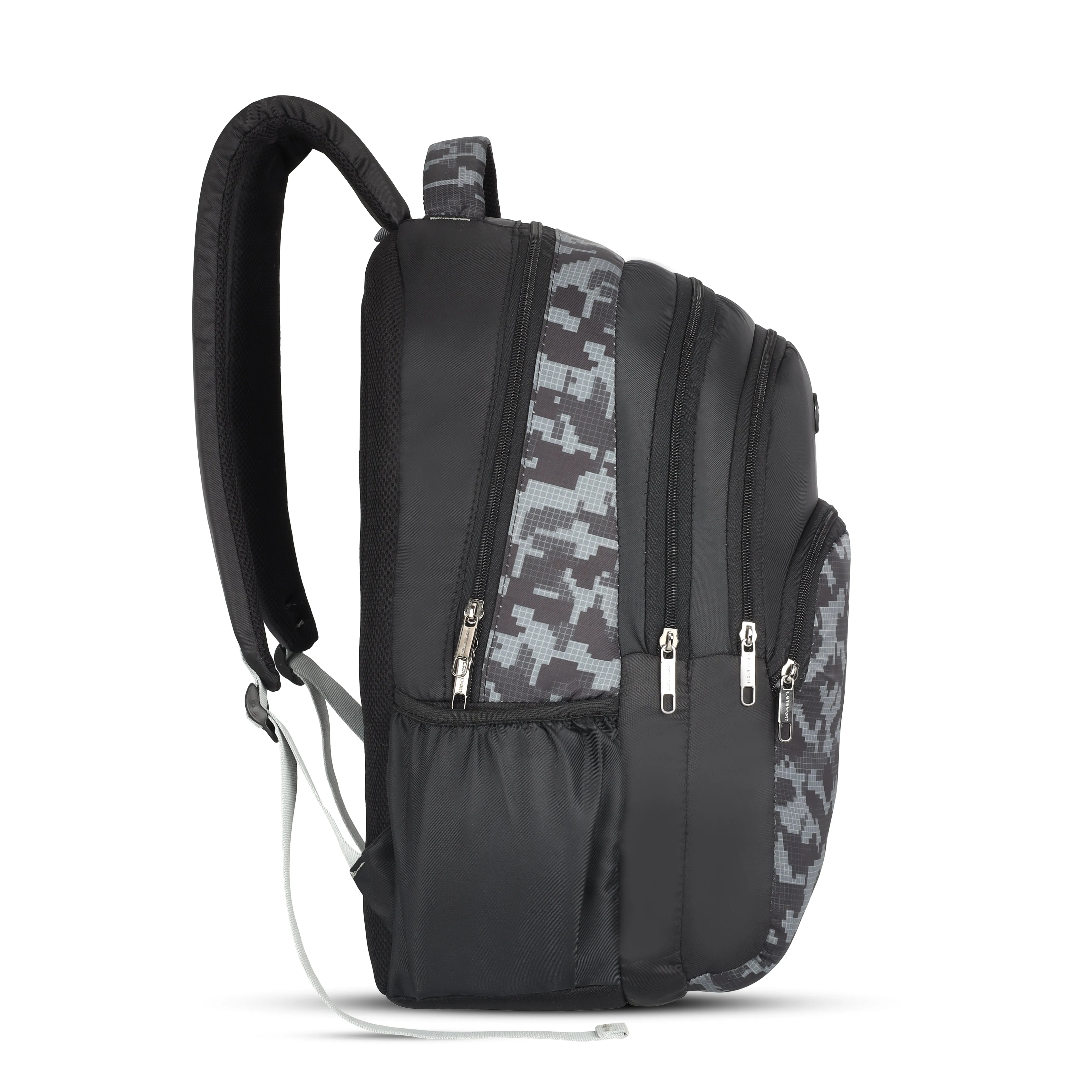 Lavie Sport Camo 39L Printed School Unisex Backpack with Rain cover for Boys & Girls Black