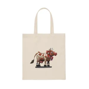 Light Brown Cow Canvas Tote Bag