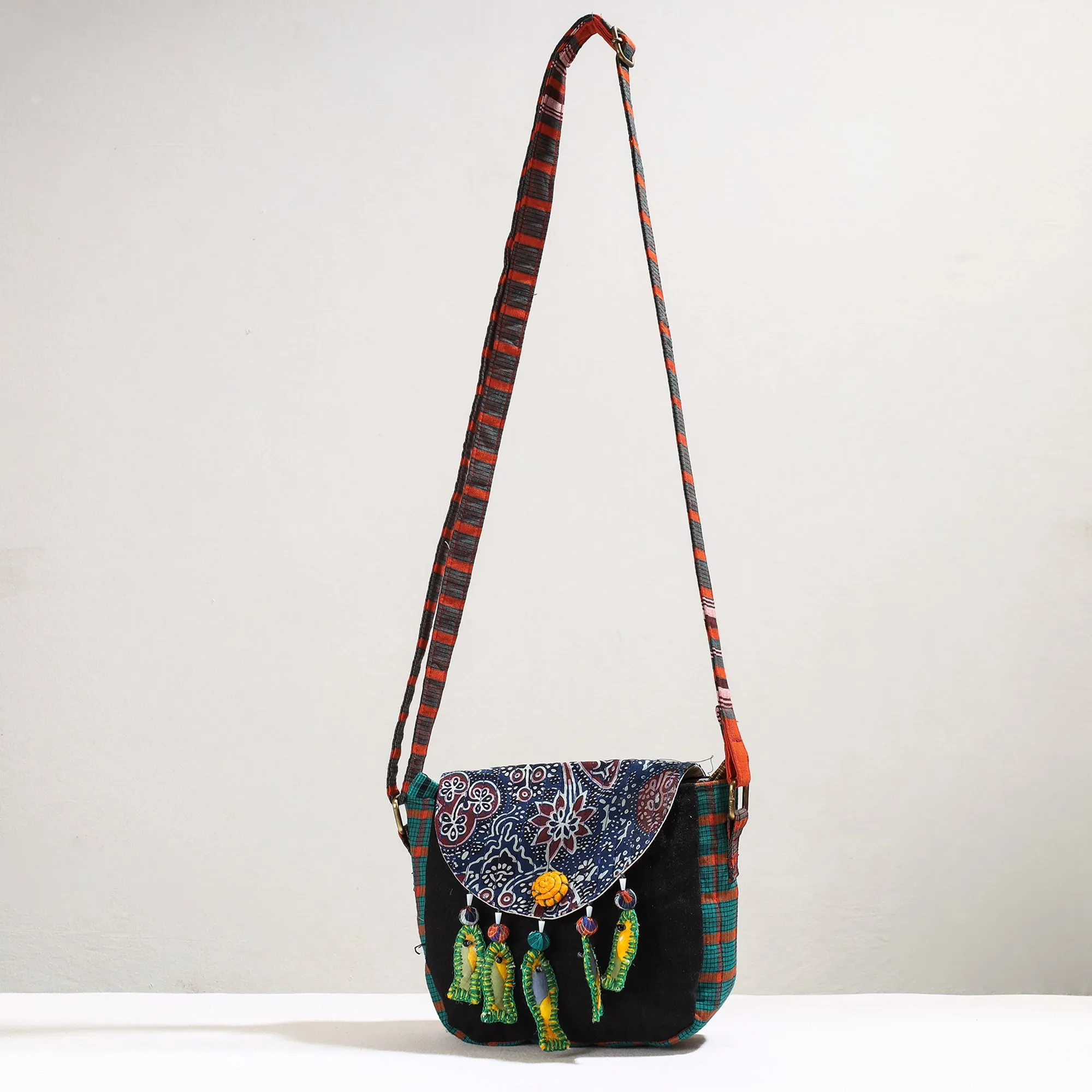 Multicolor - Handmade Gamcha Fabric Kantha Work Canvas Cotton Sling Bag