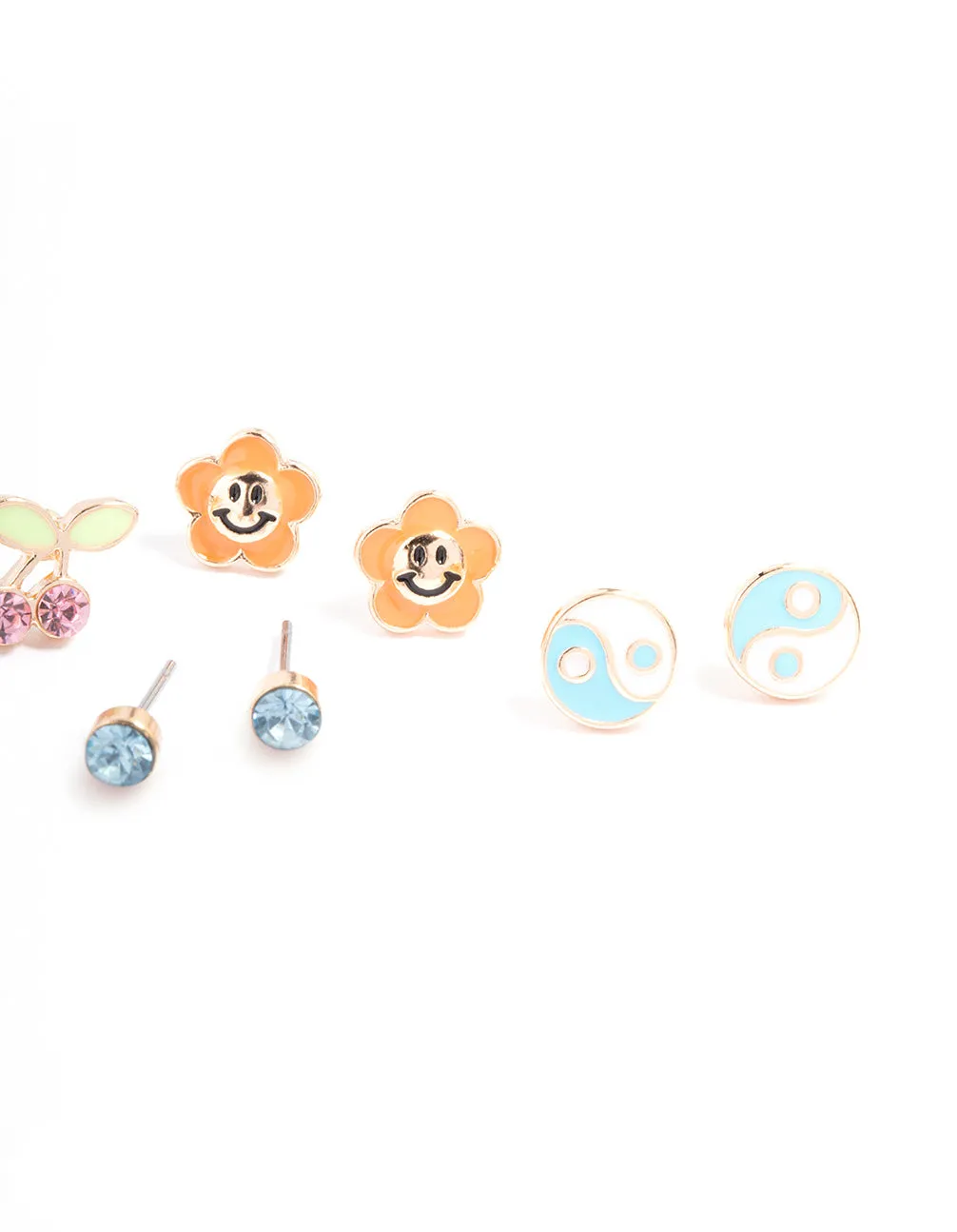 Pastel Enamel Charm Earrings 4-Pack