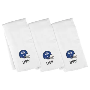 Personalized Brigham Young Cougars Helmet 3-Pack Burp Cloths