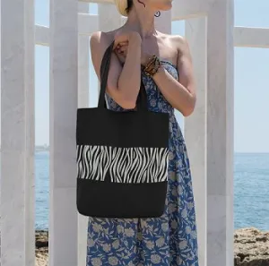 Premium Cotton Canvas Tote Bag- Zebra Black