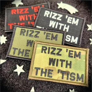 Rizz 'Em With The 'Tism Playful Unique Gen Z Style Embroidered Patch - 2x3 inches