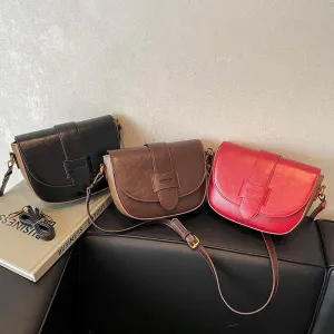 Small Crossbody Bags Flap Saddle Pu Leather Women's Crescent Shoulder Bags