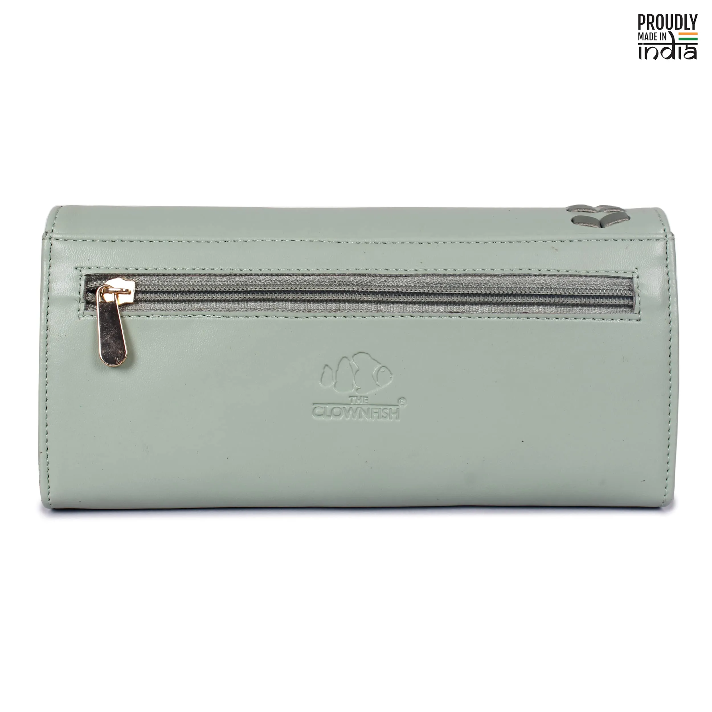 THE CLOWNFISH Myra Collection Womens Wallet Clutch Ladies Purse Sling Bag with Card slots (Pistachio Green)