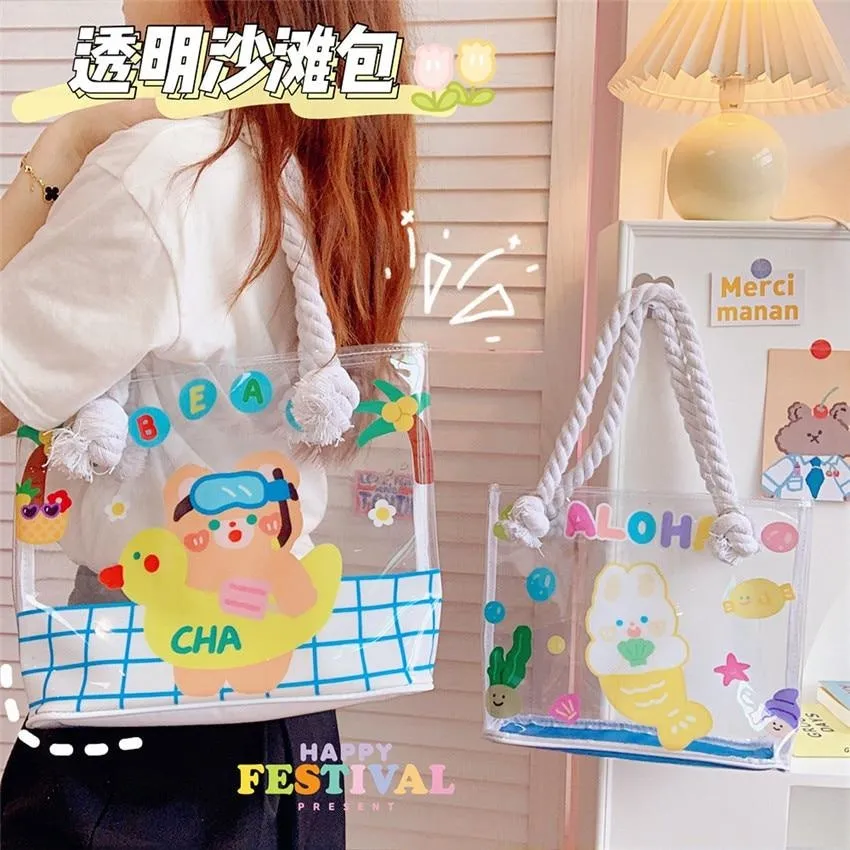 Transparent Kawaii Beach Bag