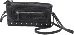 Vegan Black Leather Wristlet